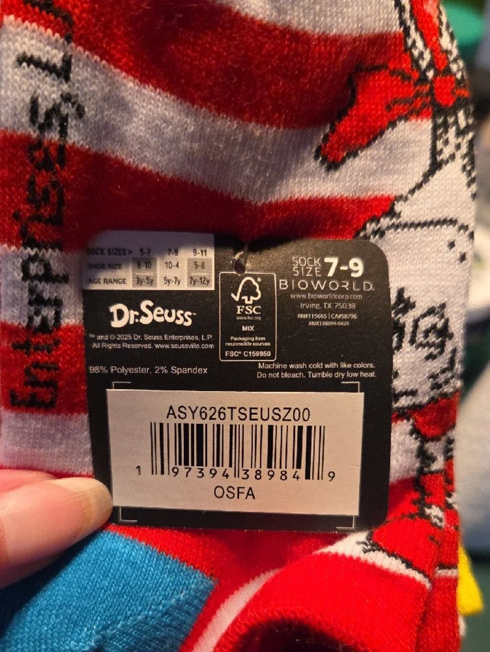 Dr. Seuss Red, White & Blue Striped Ankle Kids Socks with Character Accent